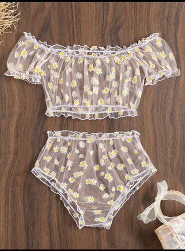 ست نیمتنه و شورتک طرح بابونه