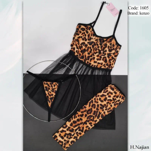 لباس خواب پلنگی سه تیکه